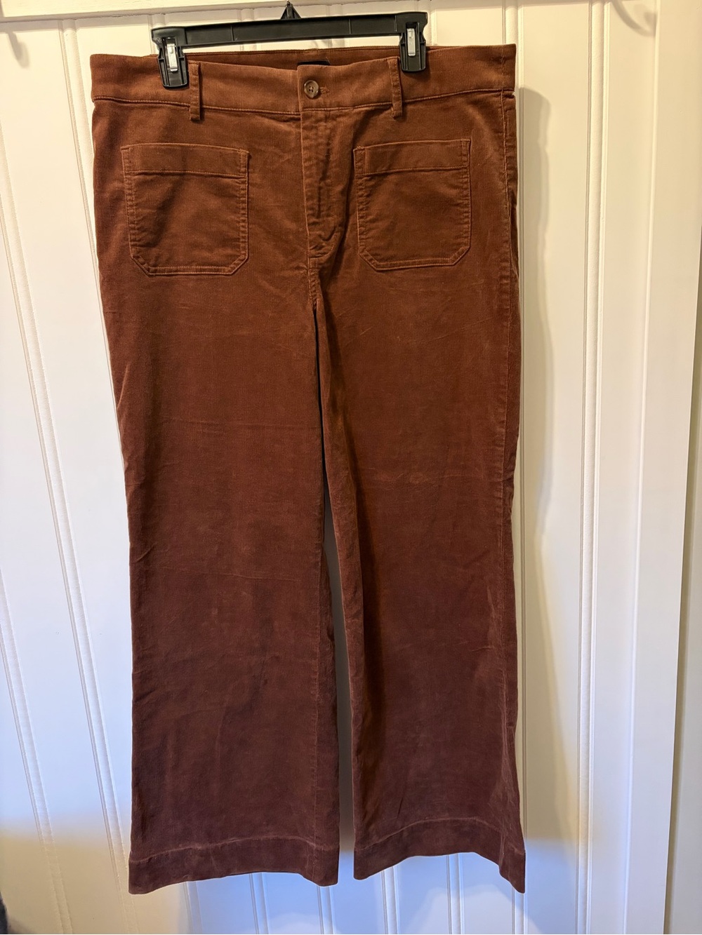 NWT J. Crew Factory Corduroy Pants Front Patch Pocket Wide-legs Brown Size 32
